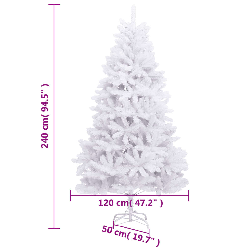 Artificial Hinged Christmas Tree with Stand White 240 cm