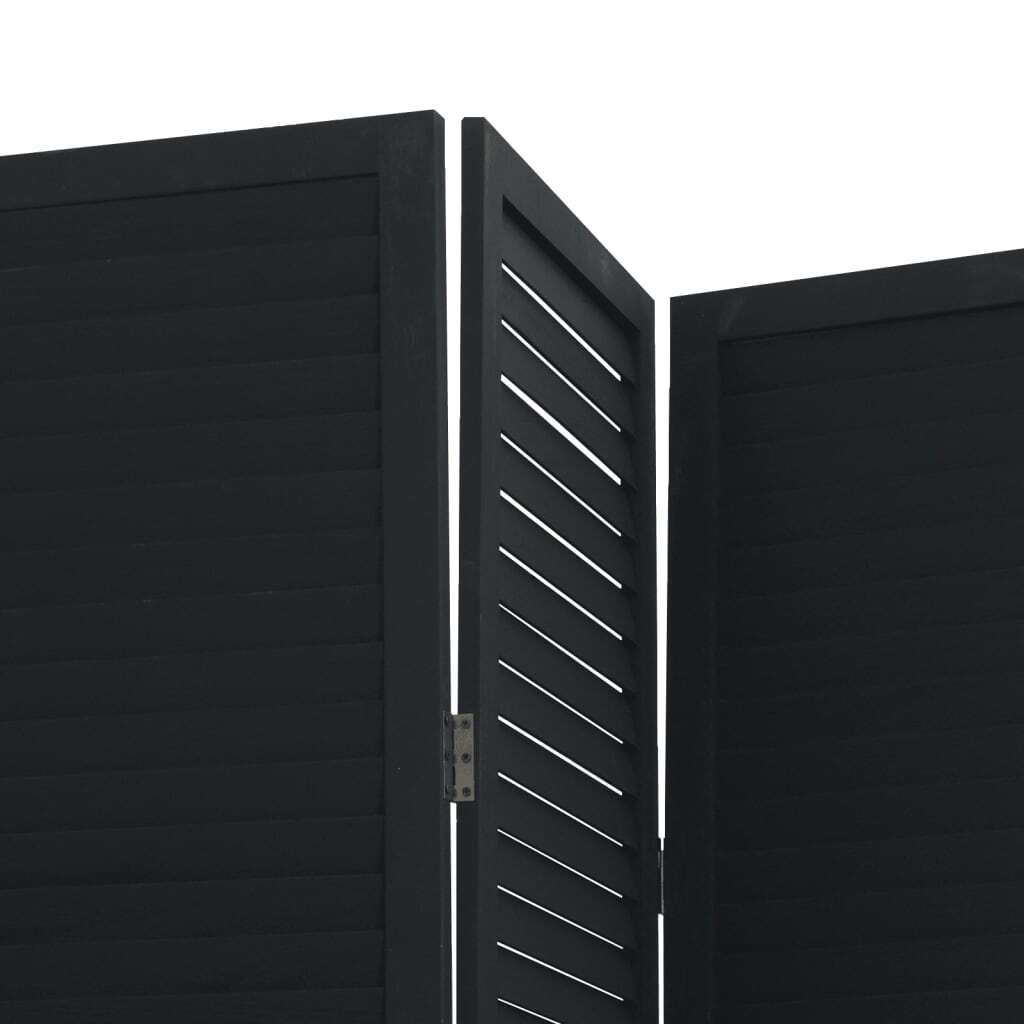 Room Divider?5 Panels Black Solid Wood Paulownia