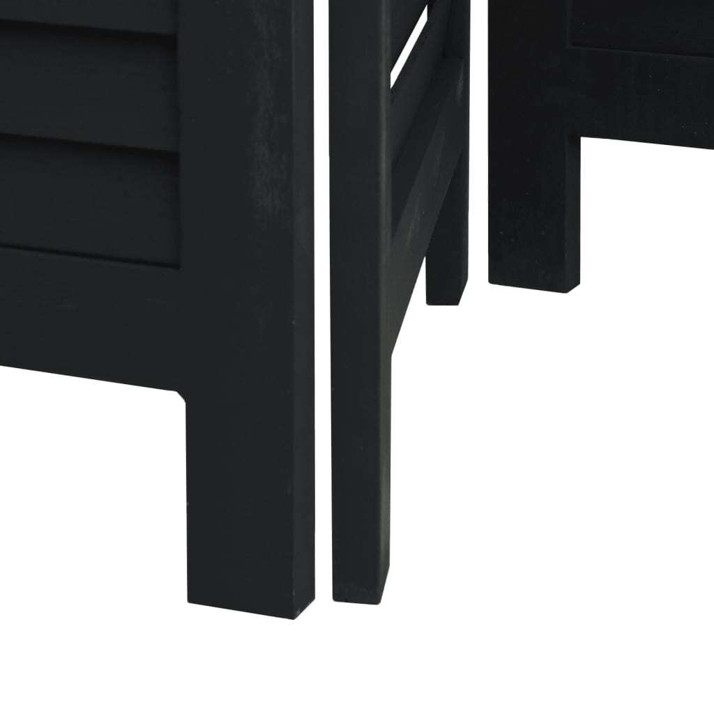 Room Divider?5 Panels Black Solid Wood Paulownia
