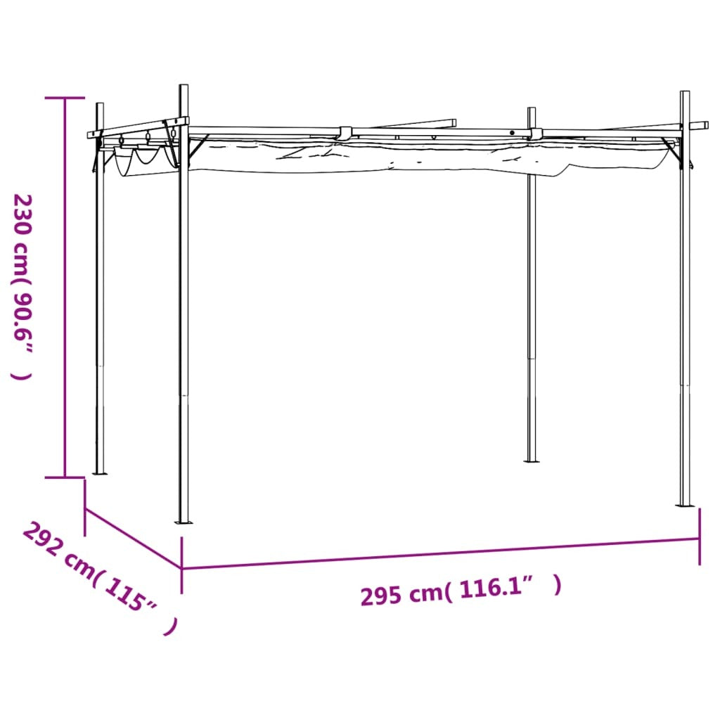 Pergola with Retractable Roof Taupe 295x292x230 cm