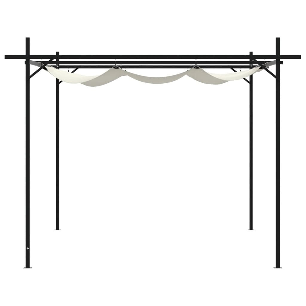 Pergola with Retractable Roof Cream 395x292x230 cm