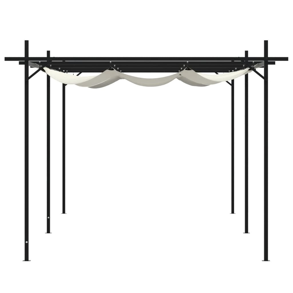 Pergola with Retractable Roof Cream 589x292x230 cm