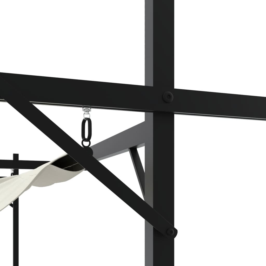 Pergola with Retractable Roof Cream 589x292x230 cm