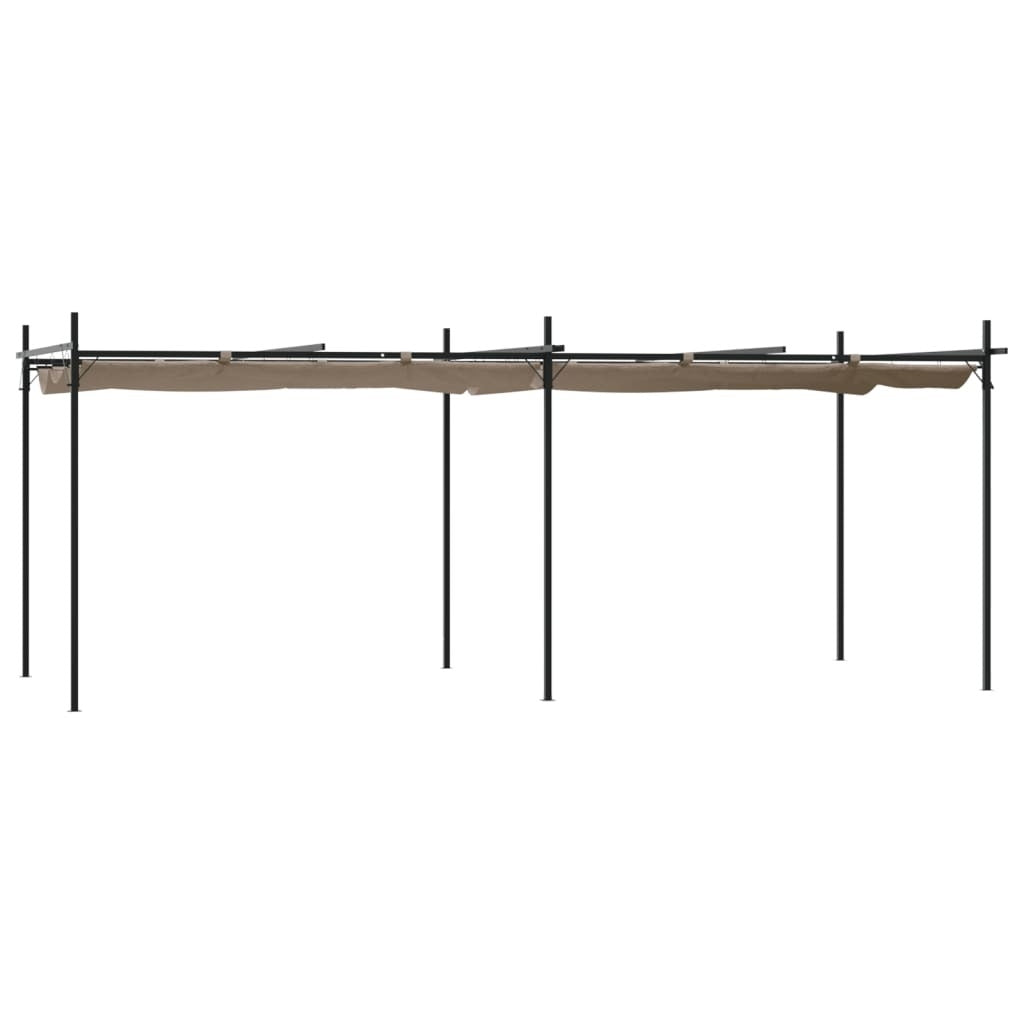 Pergola with Retractable Roof Taupe 589x292x230 cm