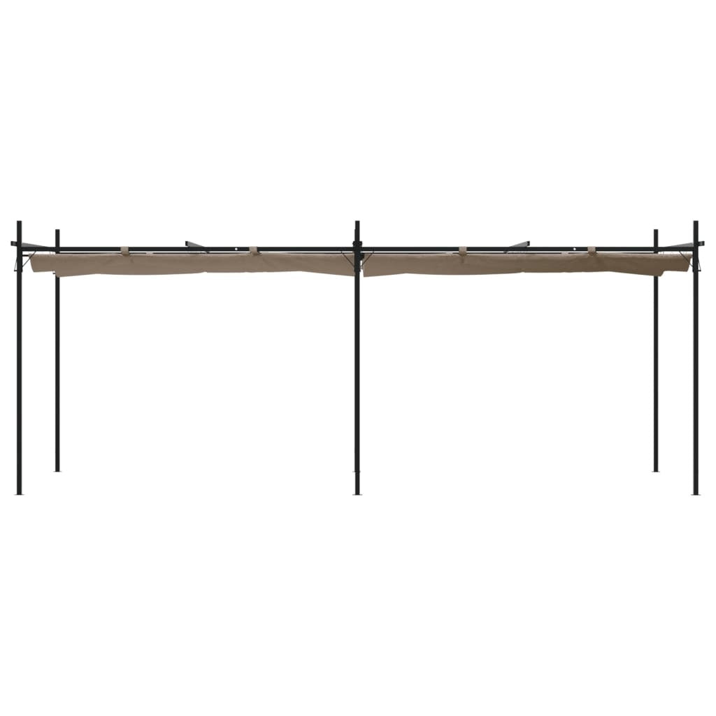 Pergola with Retractable Roof Taupe 589x292x230 cm