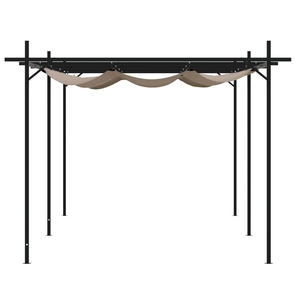 Pergola with Retractable Roof Taupe 589x292x230 cm