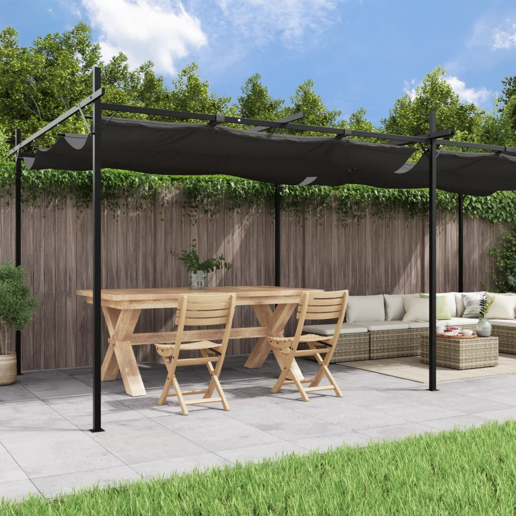 Pergola with Retractable Roof Anthracite 589x292x230 cm