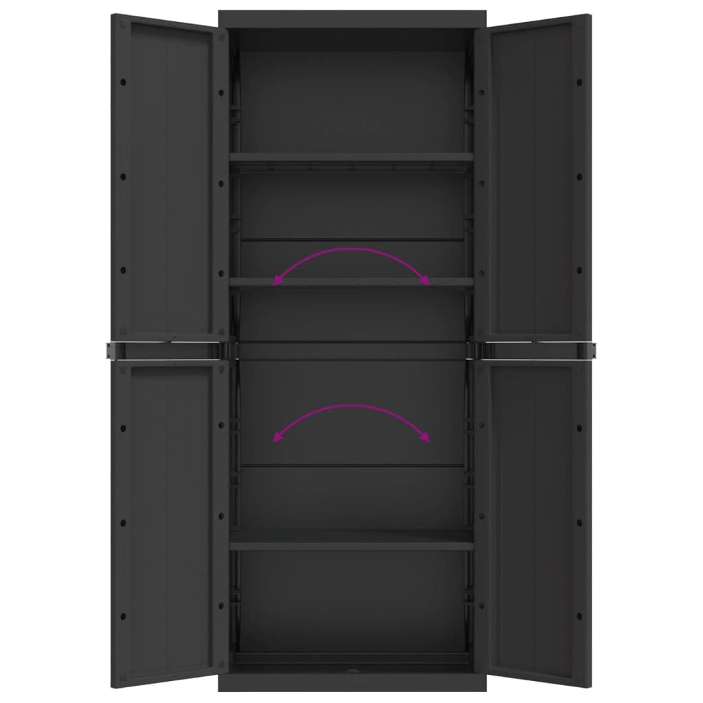 Outdoor Storage Cabinet Black 65x37x165 cm PP