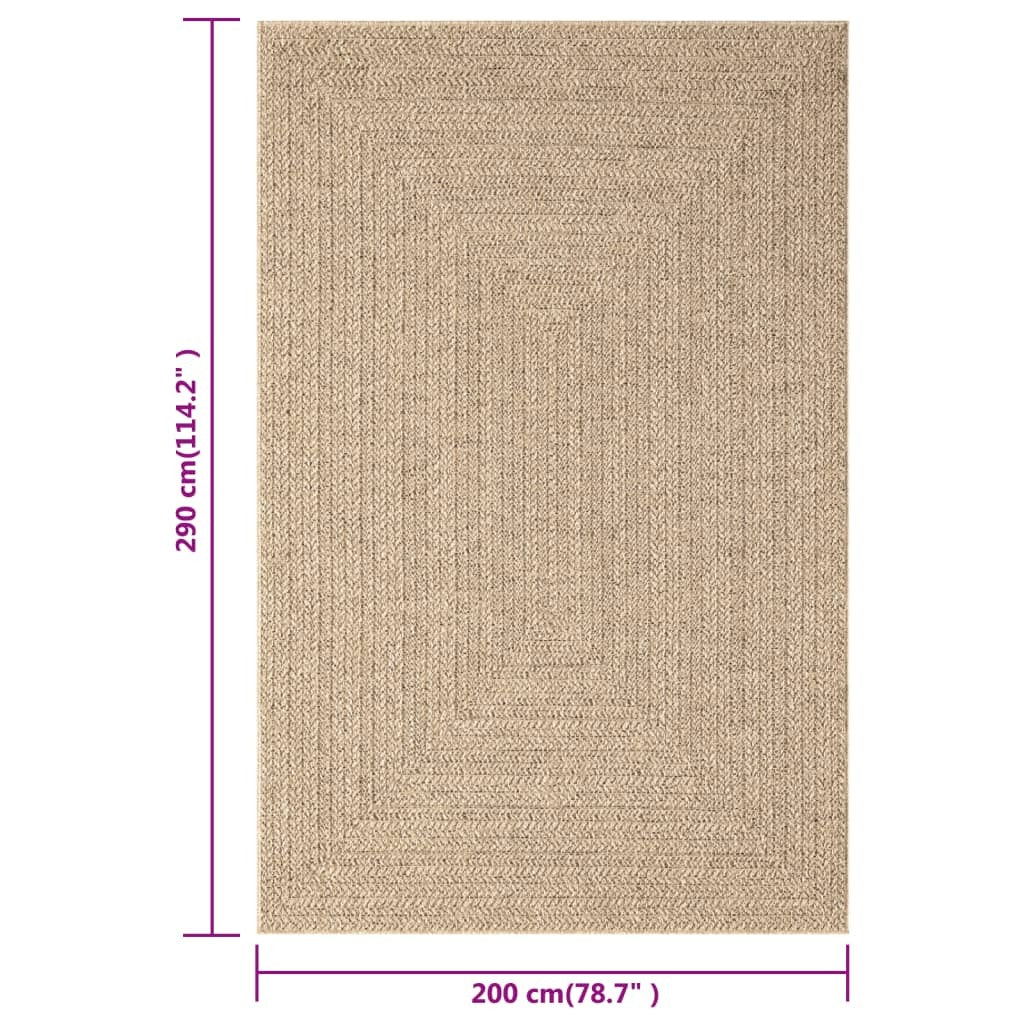 Rug ZIZUR 200x290 cm Jute Look Indoor and Outdoor