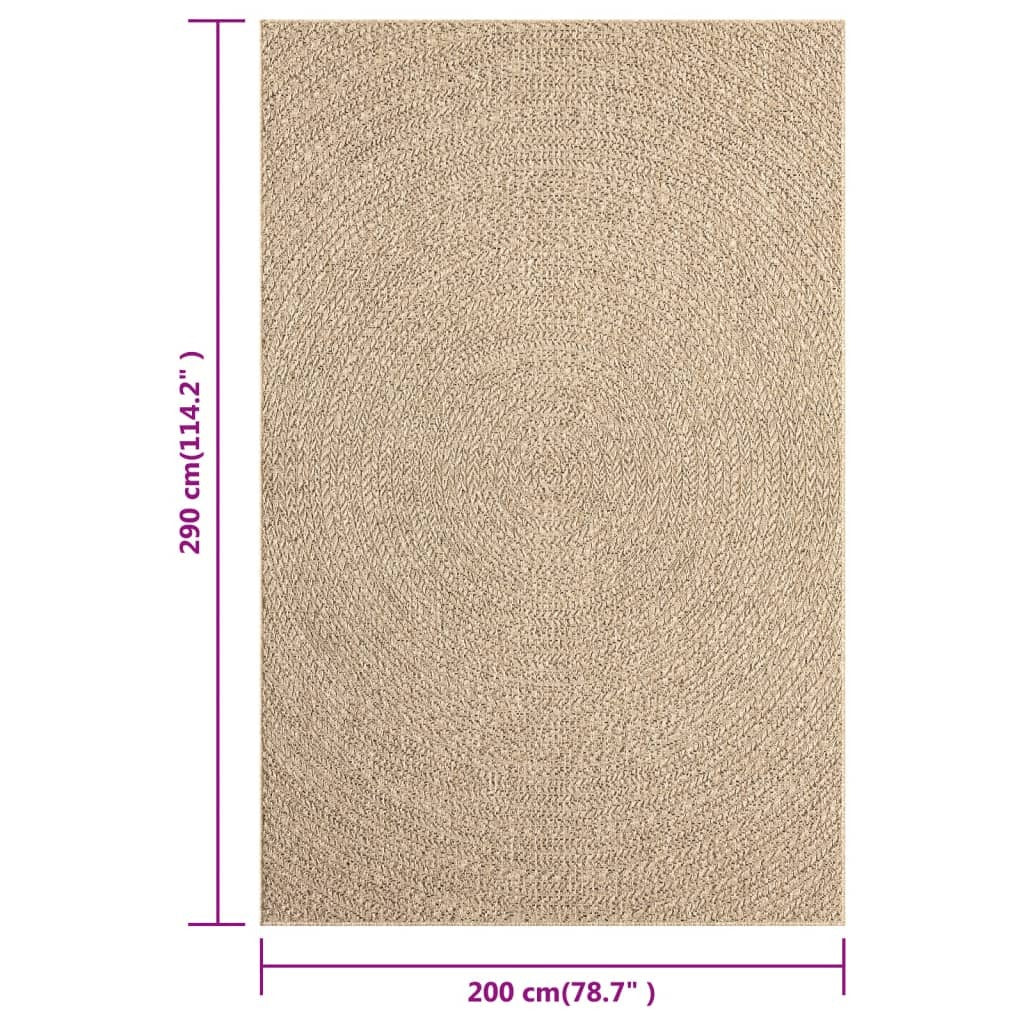 Rug ZIZUR 200x290 cm Jute Look Indoor and Outdoor