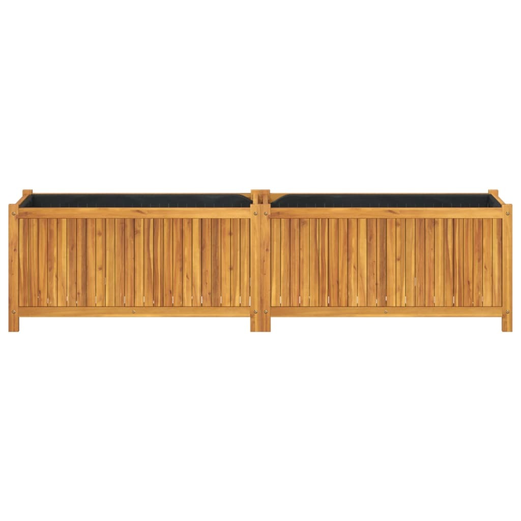 Garden Planter with Liner 199x38.5x50 cm Solid Wood Acacia