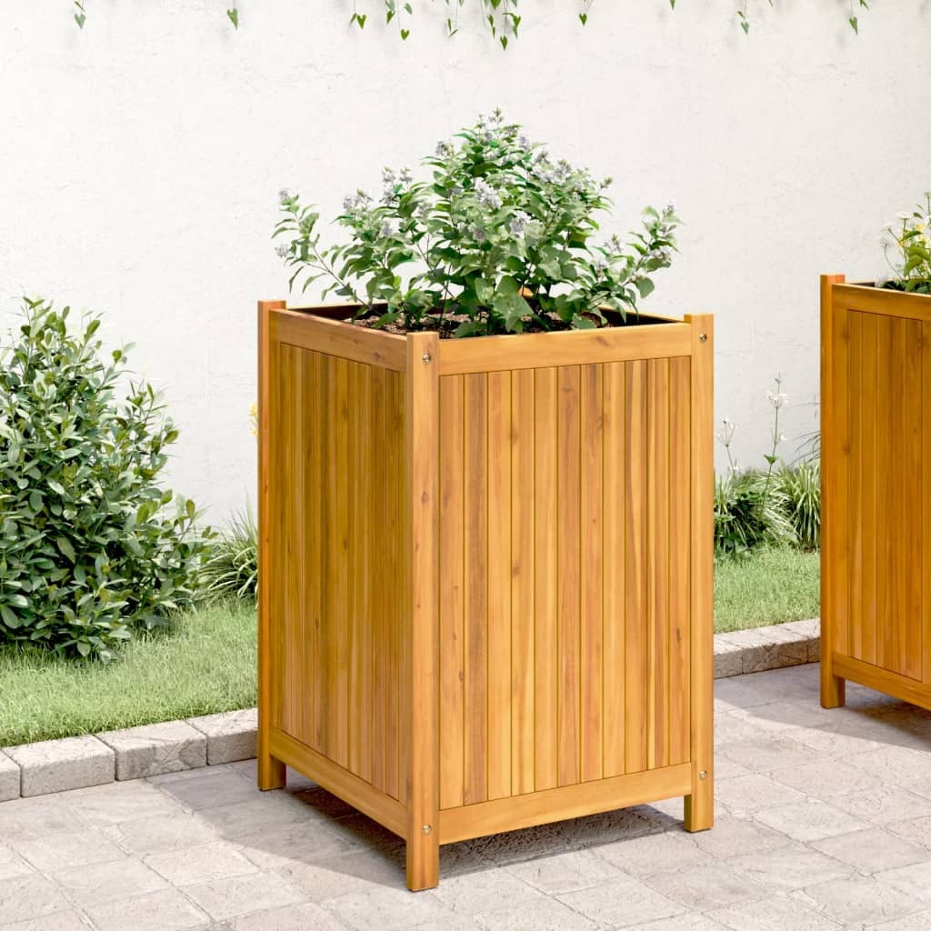 Garden Planter with Liner 50x50x75 cm Solid Wood Acacia