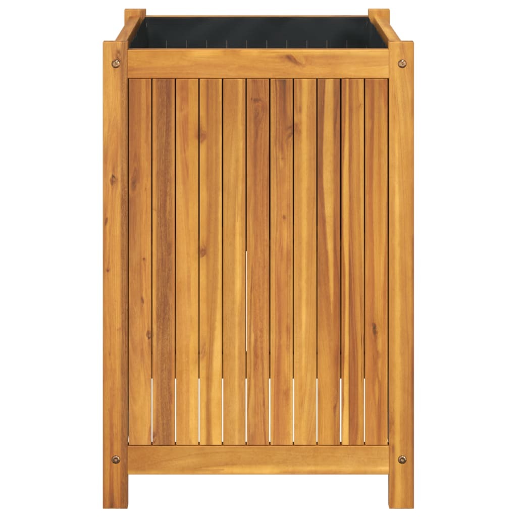 Garden Planter with Liner 50x50x75 cm Solid Wood Acacia