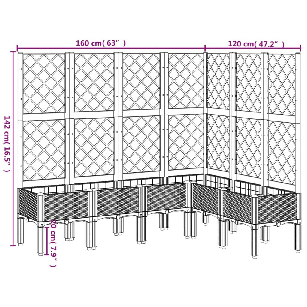 Garden Planter with Trellis Light Grey 160x120x142 cm PP
