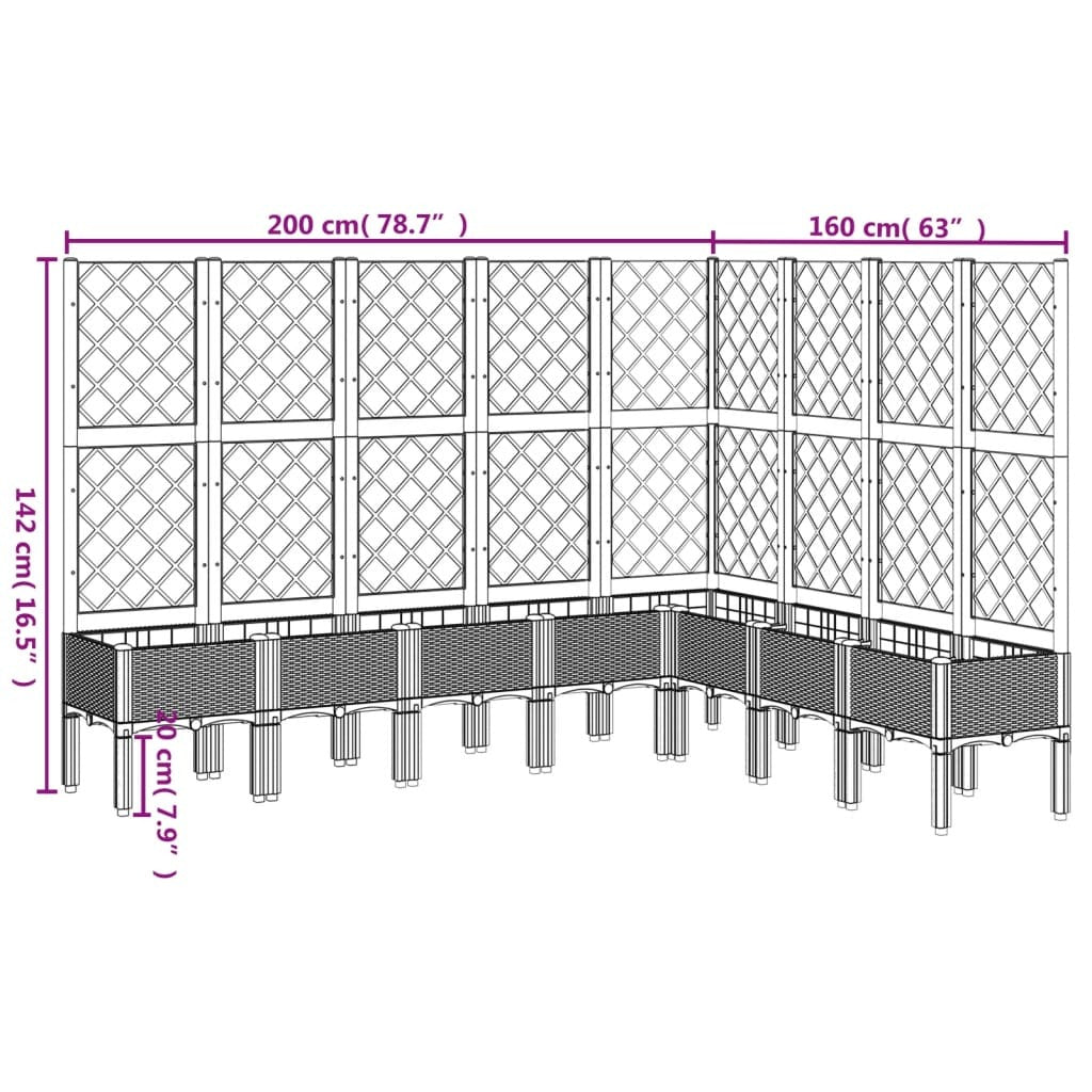 Garden Planter with Trellis Light Grey 200x160x142 cm PP