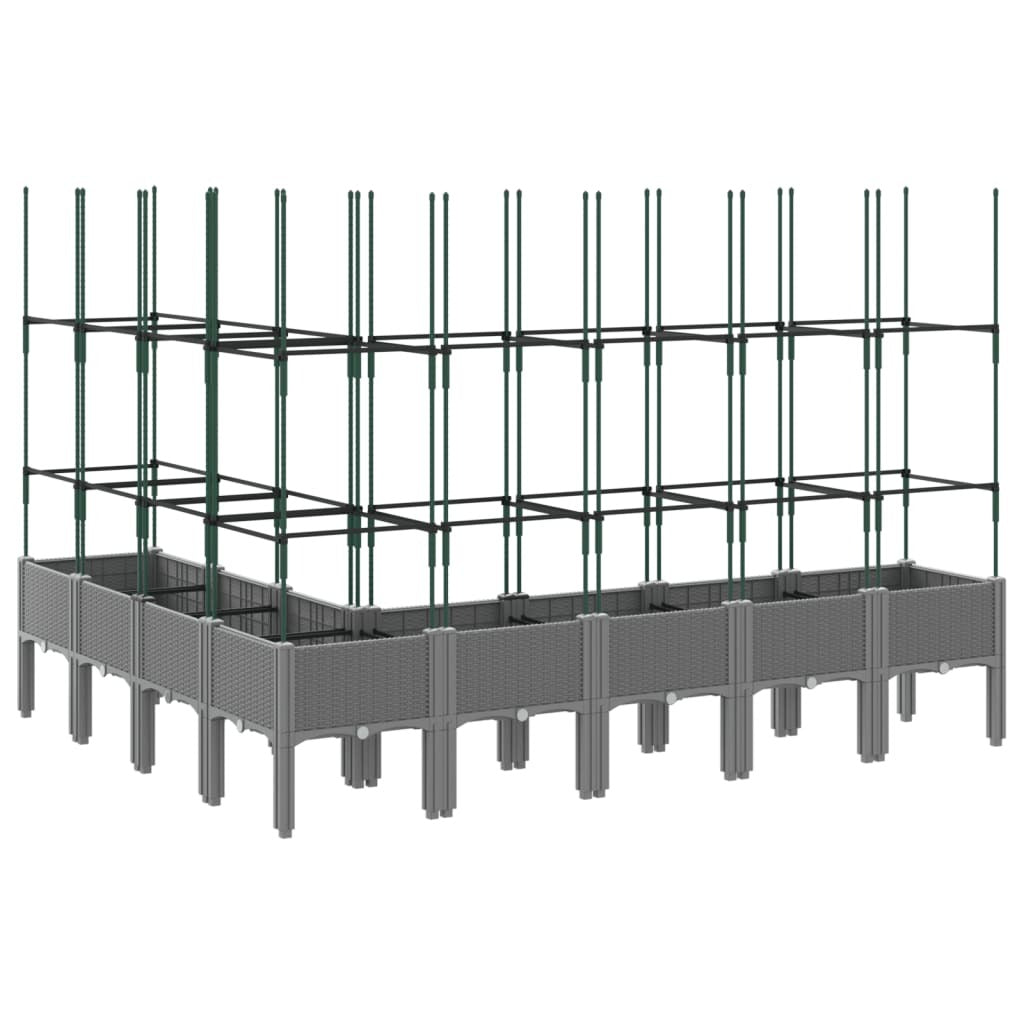 Garden Planter with Trellis Light Grey 200x160x142.5 cm PP