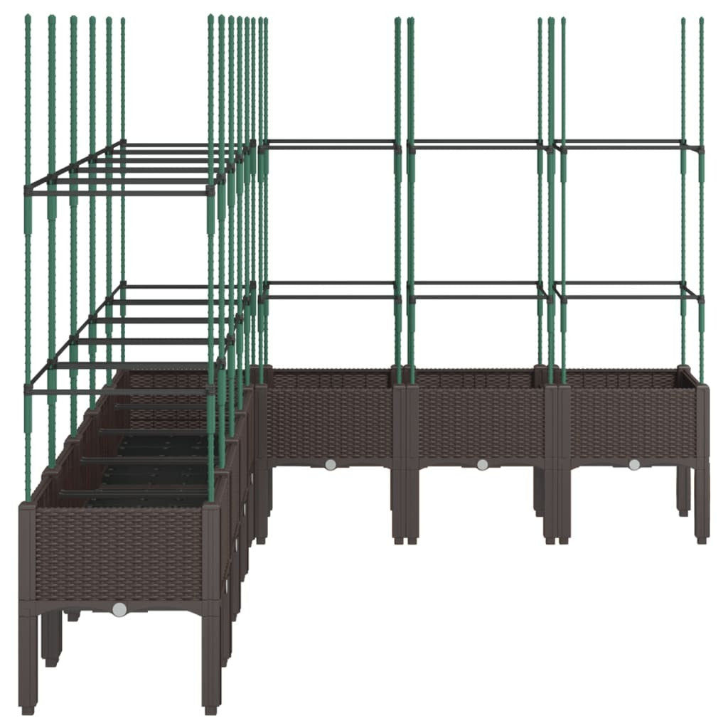Garden Planter with Trellis Brown 200x160x142.5 cm PP