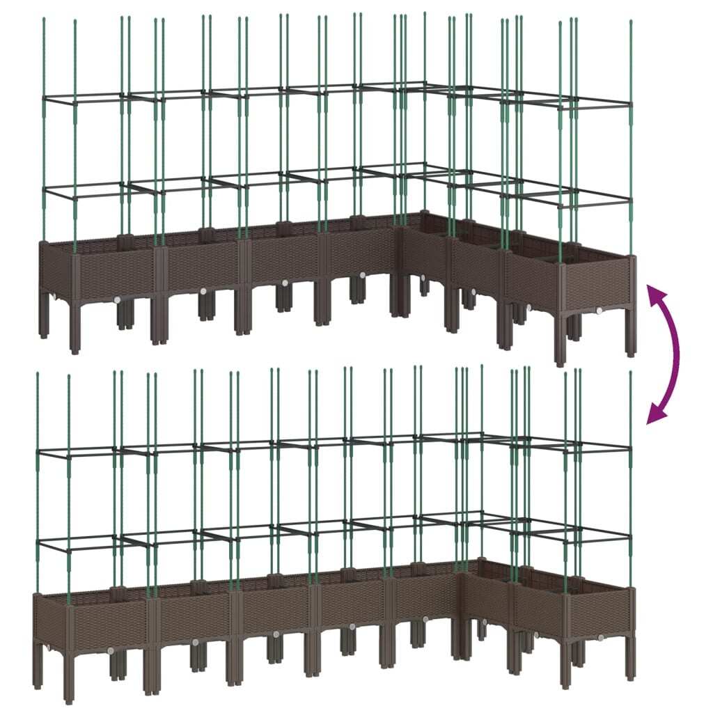 Garden Planter with Trellis Brown 200x160x142.5 cm PP