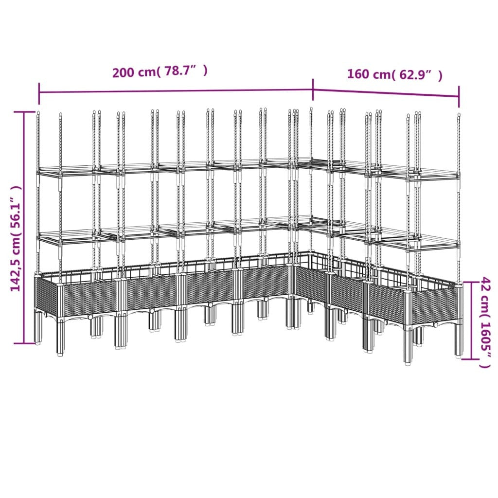 Garden Planter with Trellis Brown 200x160x142.5 cm PP