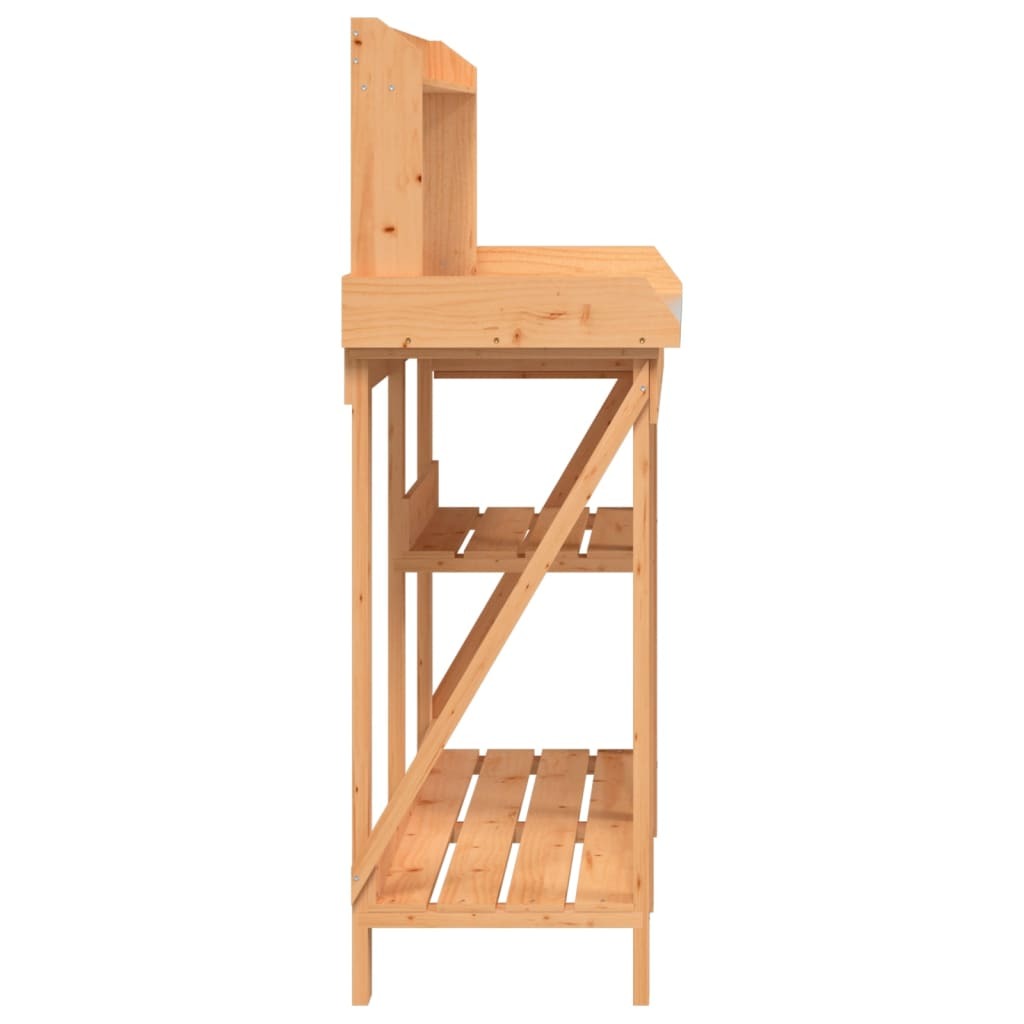 Potting Bench with Shelves Brown Solid Wood Fir