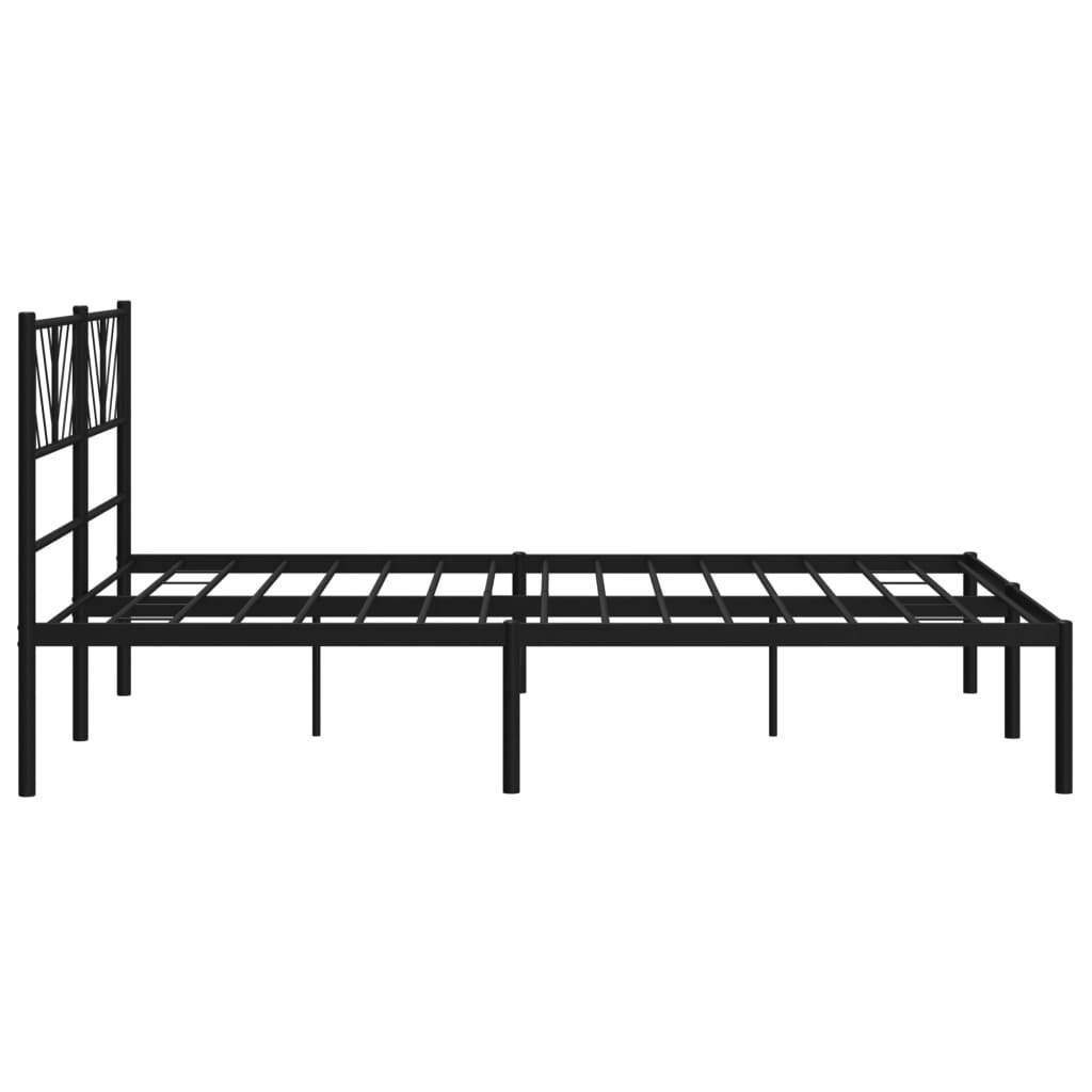 Metal Bed Frame without Mattress with Headboard Black 160x200cm