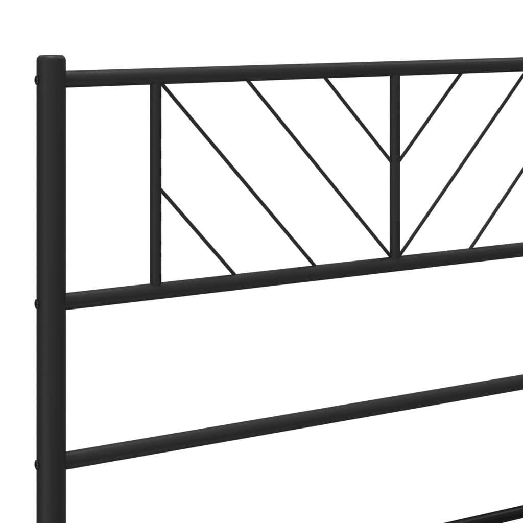 Metal Bed Frame without Mattress with Headboard Black 160x200cm