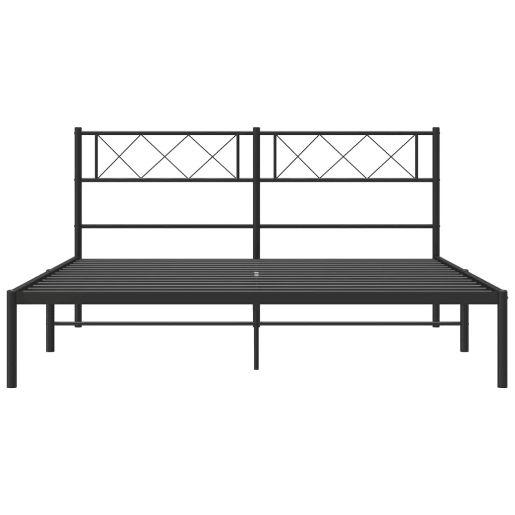 Metal Bed Frame without Mattress with Headboard Black 160x200cm