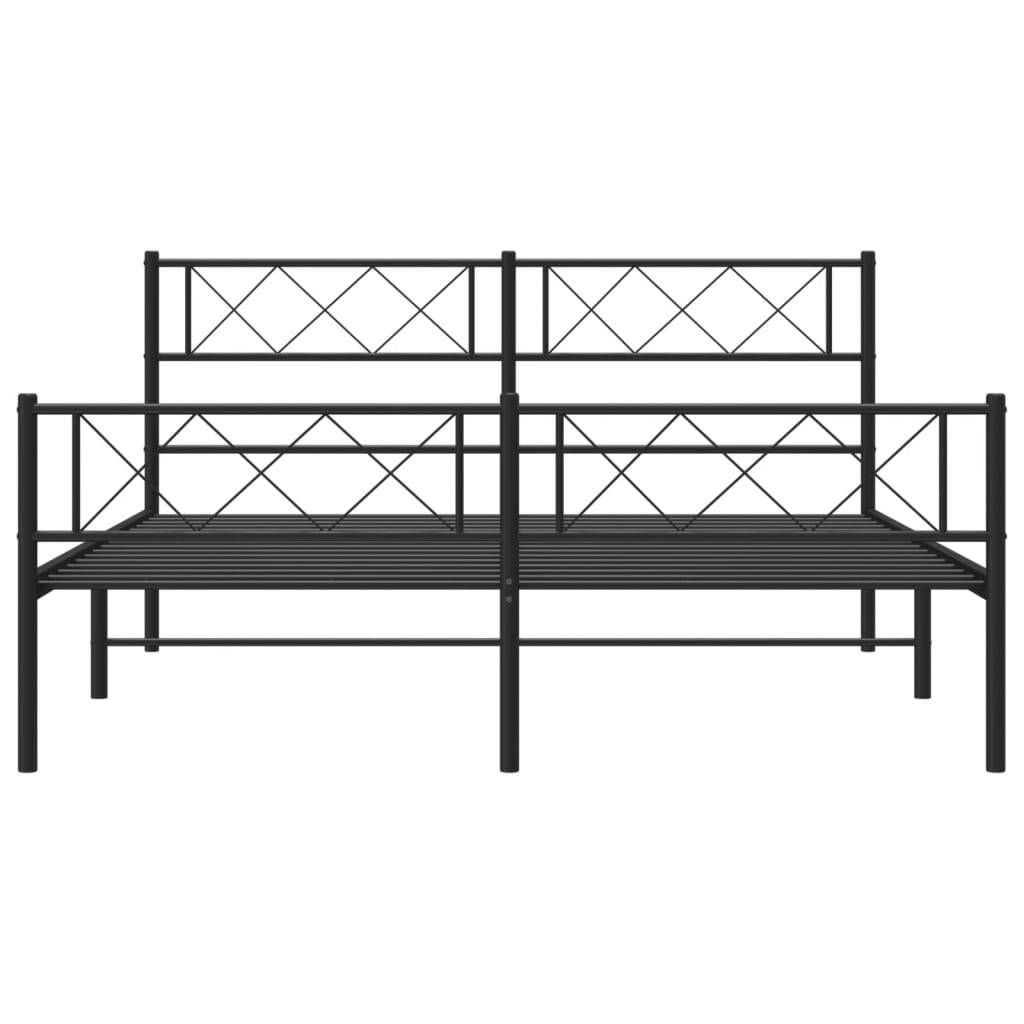 Metal Bed Frame without Mattress with Footboard Black 120x190cm