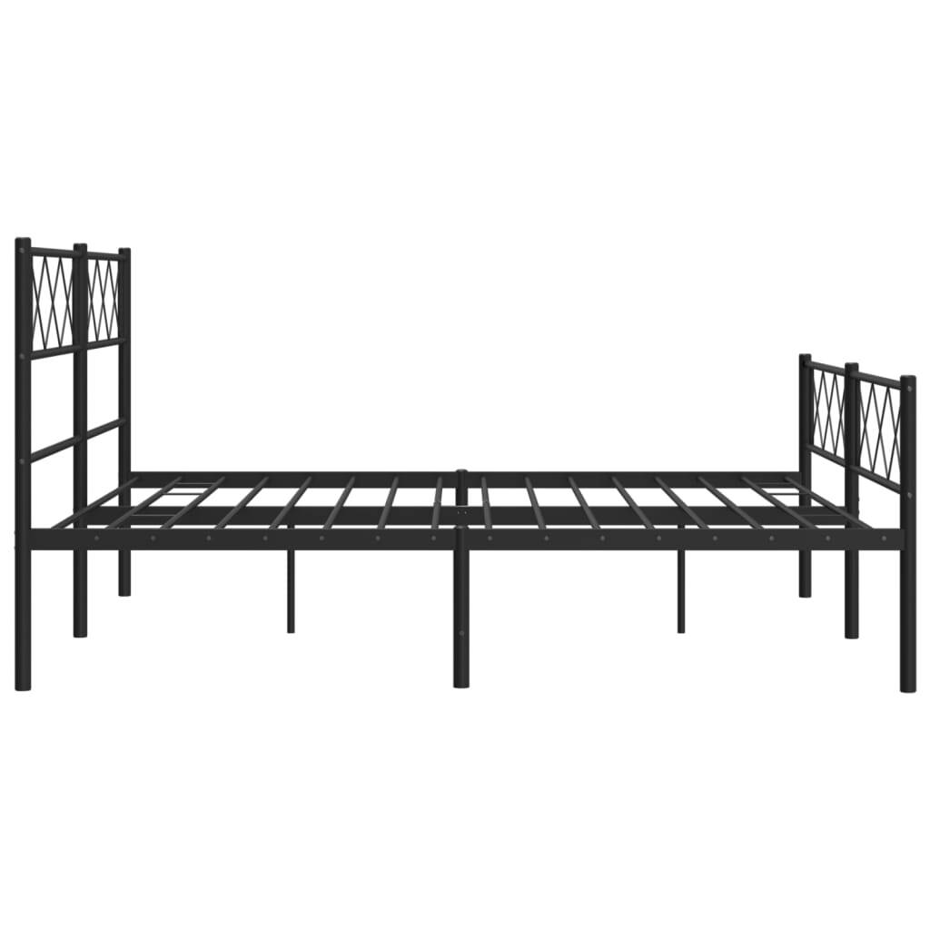 Metal Bed Frame without Mattress with Footboard Black 120x190cm
