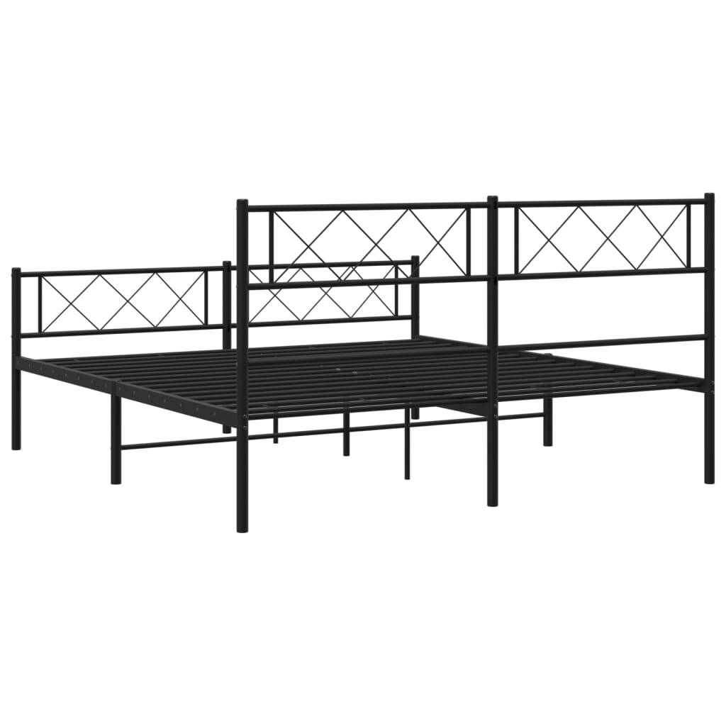 Metal Bed Frame without Mattress with Footboard Black 120x190cm