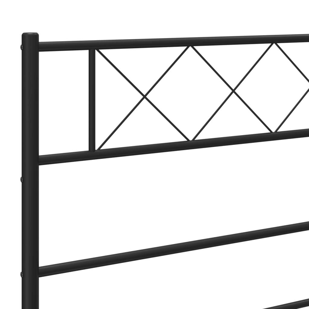 Metal Bed Frame without Mattress with Footboard Black 120x190cm