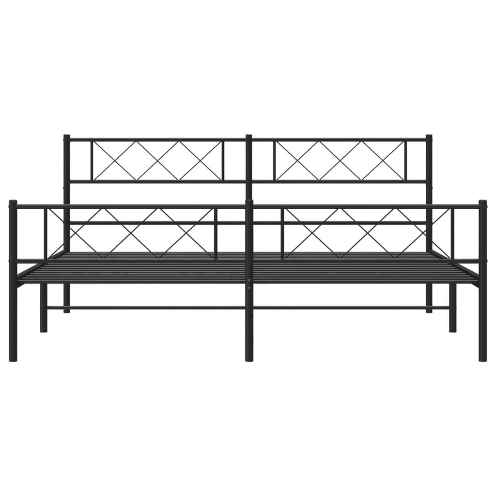 Metal Bed Frame without Mattress with Footboard Black 193x203cm