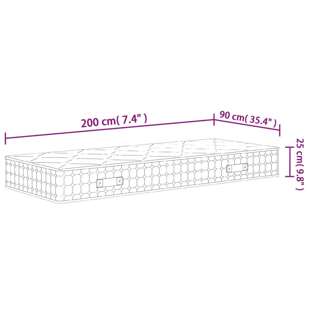 Pocket Spring Mattress Medium Firm 90x200 cm