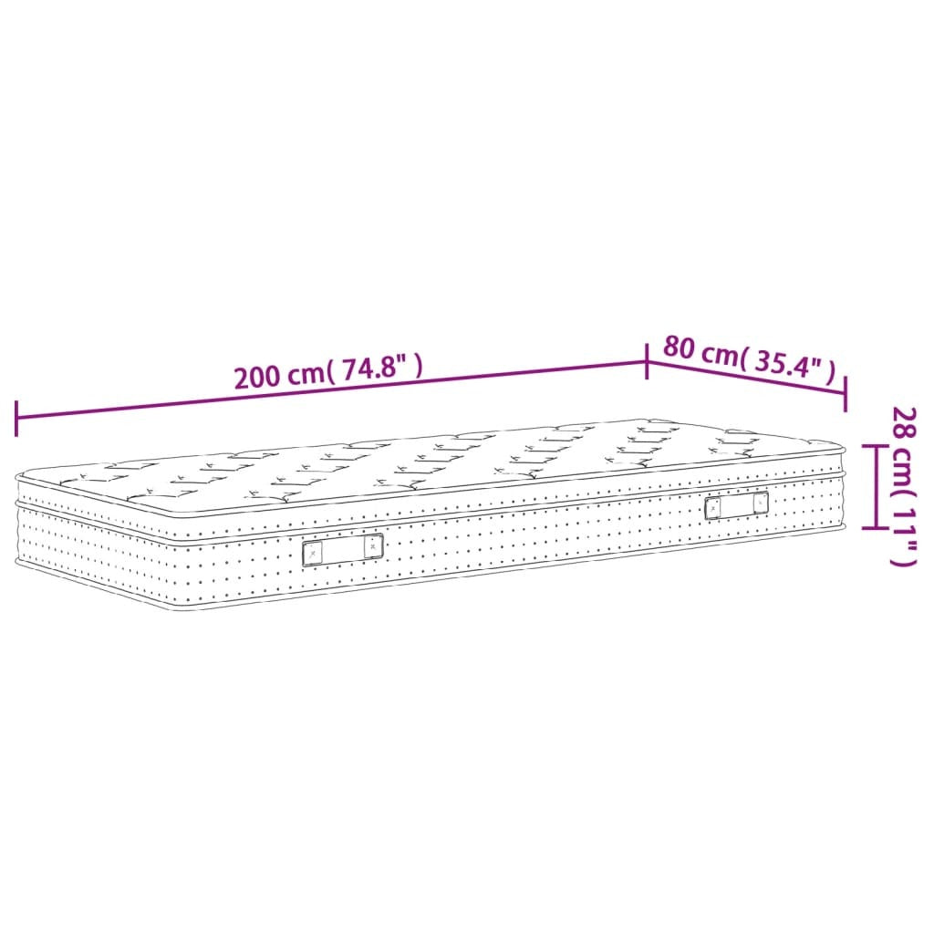 Pocket Spring Mattress Medium 80x200 cm