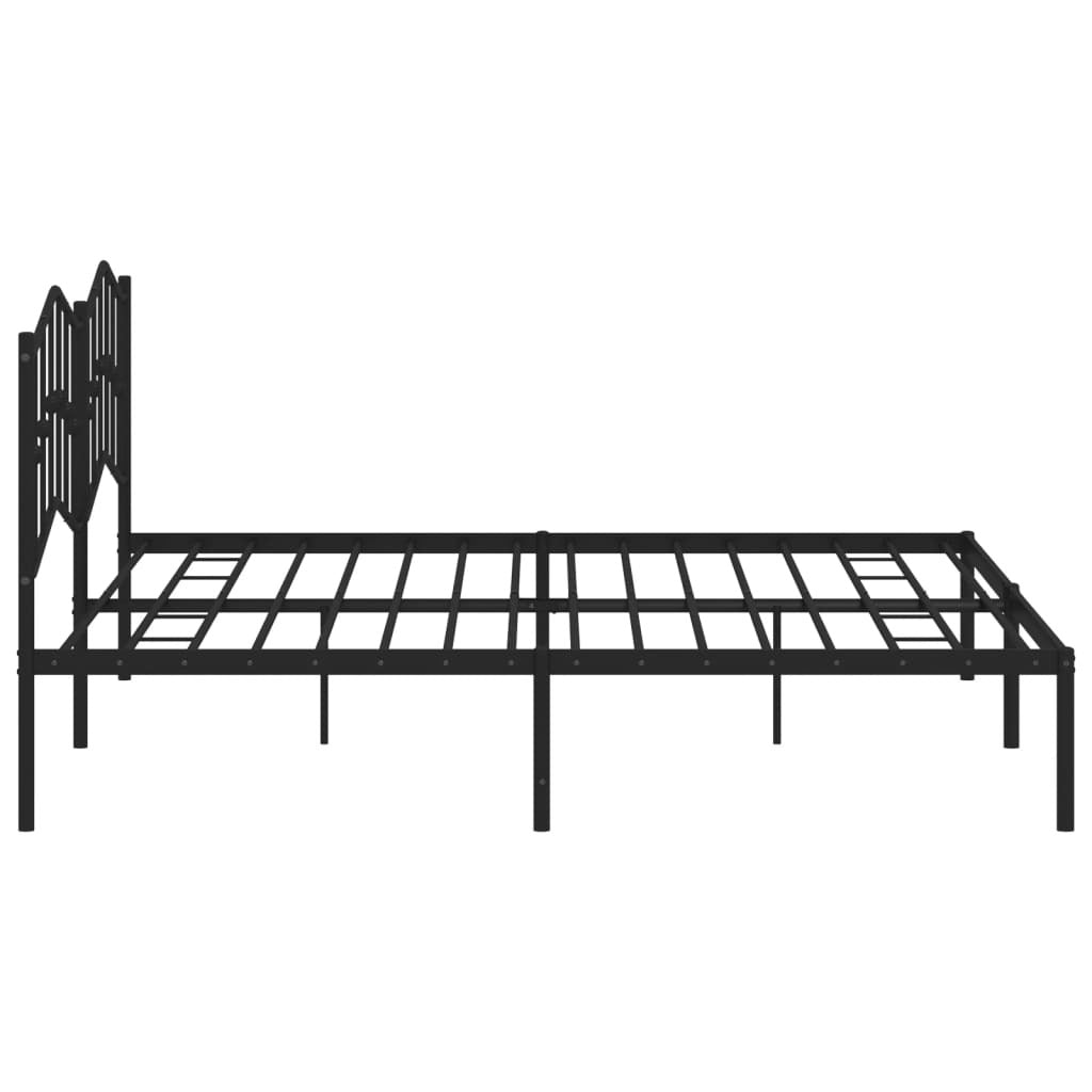 Metal Bed Frame without Mattress with Headboard Black 193x203cm