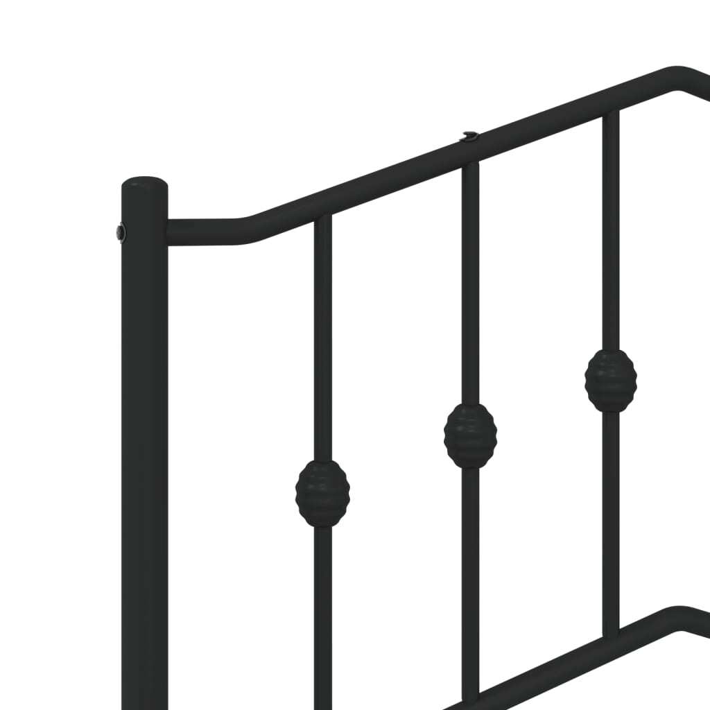 Metal Bed Frame without Mattress with Headboard Black 193x203cm