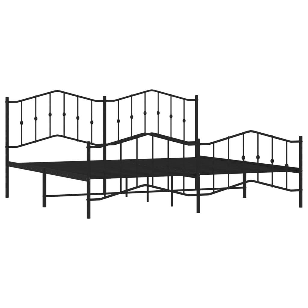 Metal Bed Frame without Mattress with Footboard Black 200x200cm