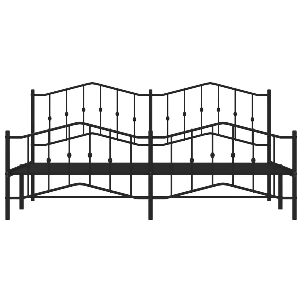 Metal Bed Frame without Mattress with Footboard Black 200x200cm