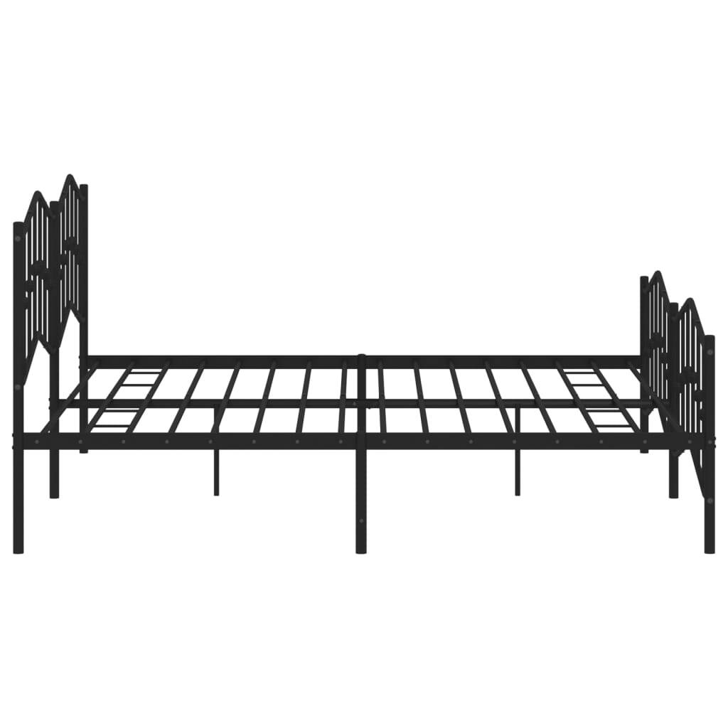 Metal Bed Frame without Mattress with Footboard Black 200x200cm