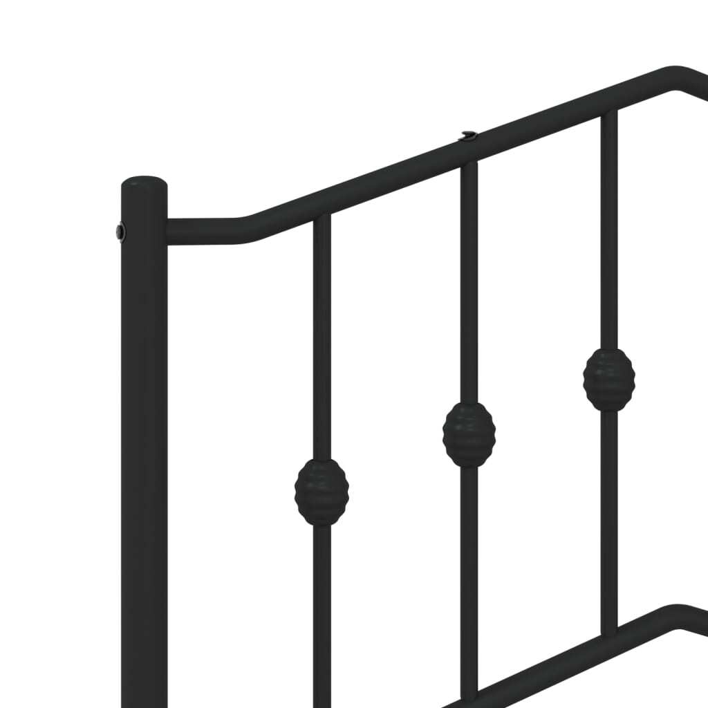 Metal Bed Frame without Mattress with Footboard Black 200x200cm