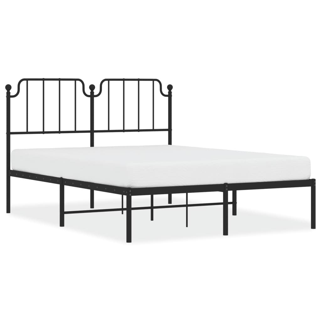 Metal Bed Frame without Mattress with Headboard Black 140x200cm