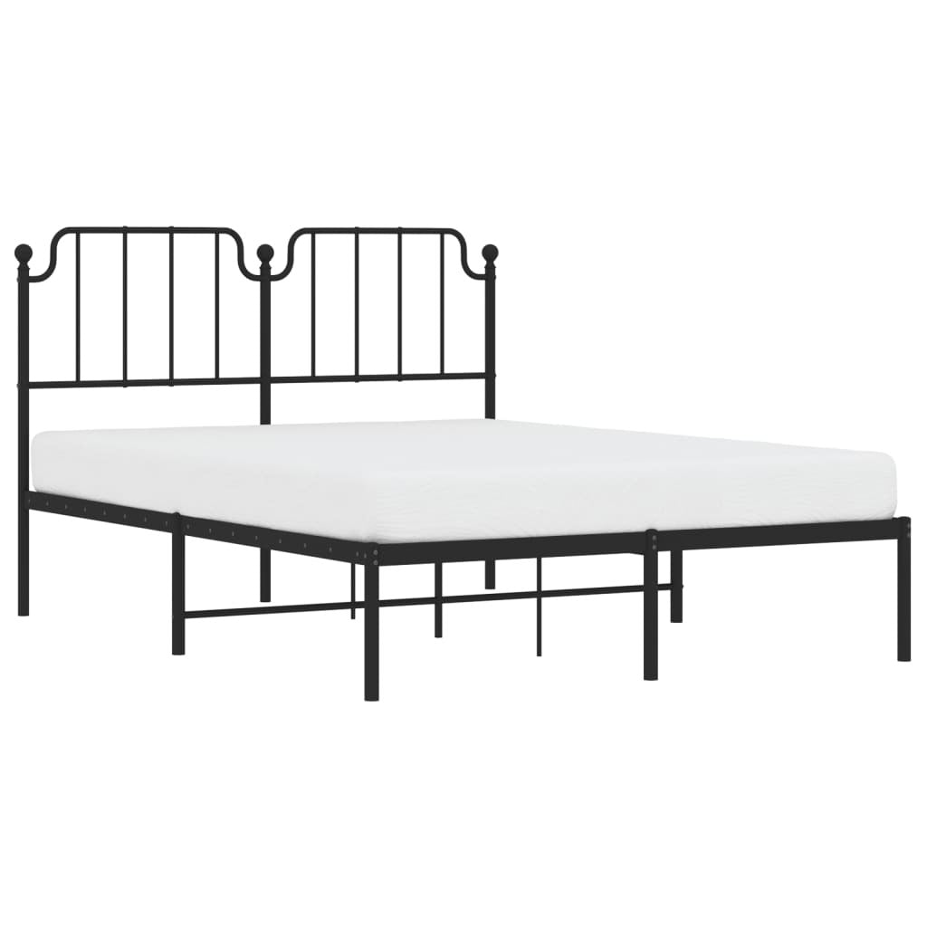 Metal Bed Frame without Mattress with Headboard Black 140x200cm