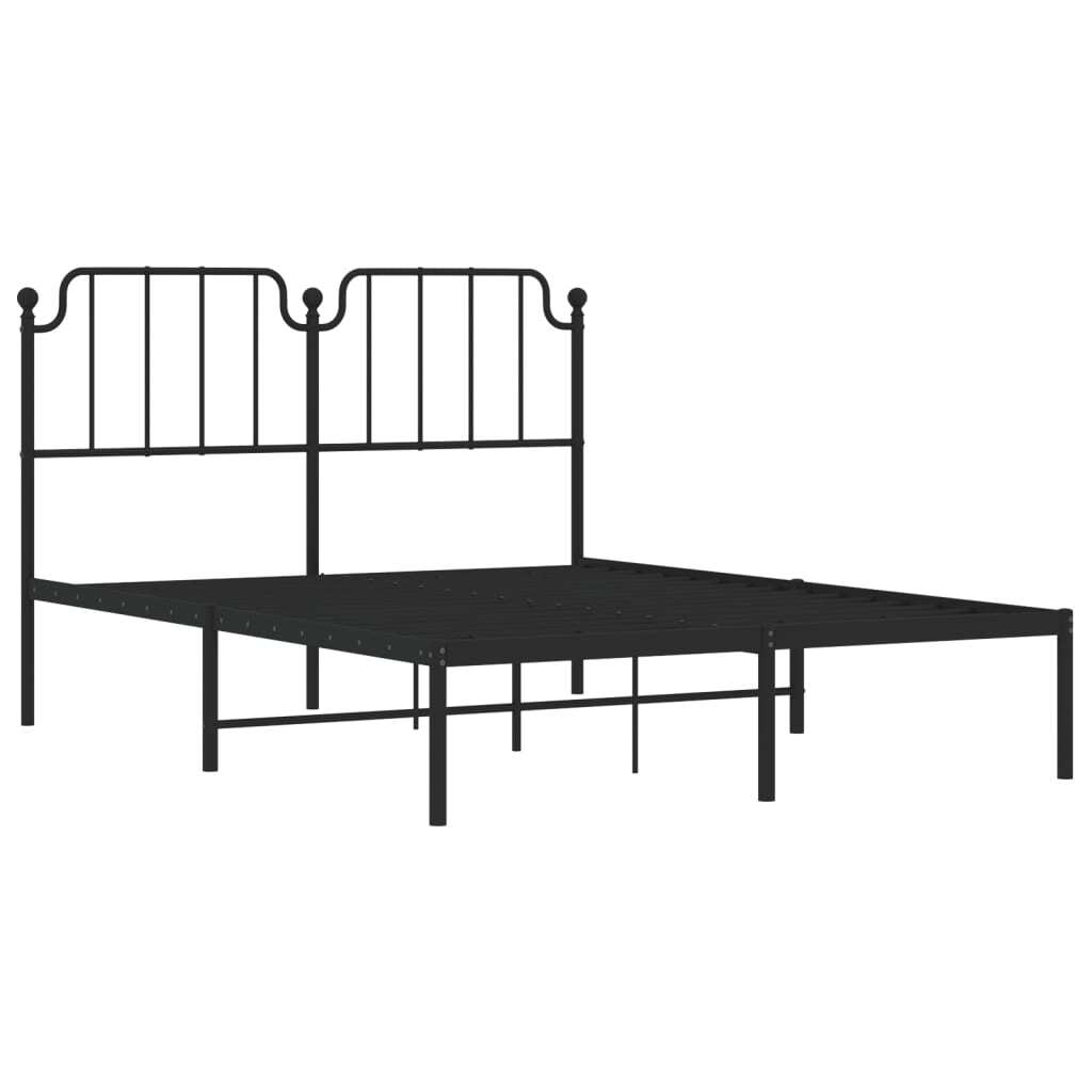 Metal Bed Frame without Mattress with Headboard Black 140x200cm