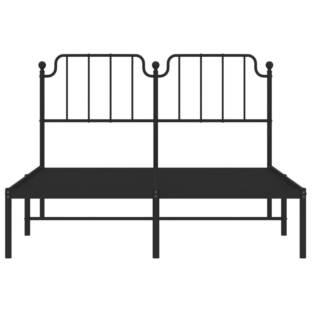 Metal Bed Frame without Mattress with Headboard Black 140x200cm
