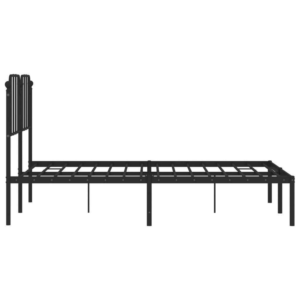 Metal Bed Frame without Mattress with Headboard Black 140x200cm