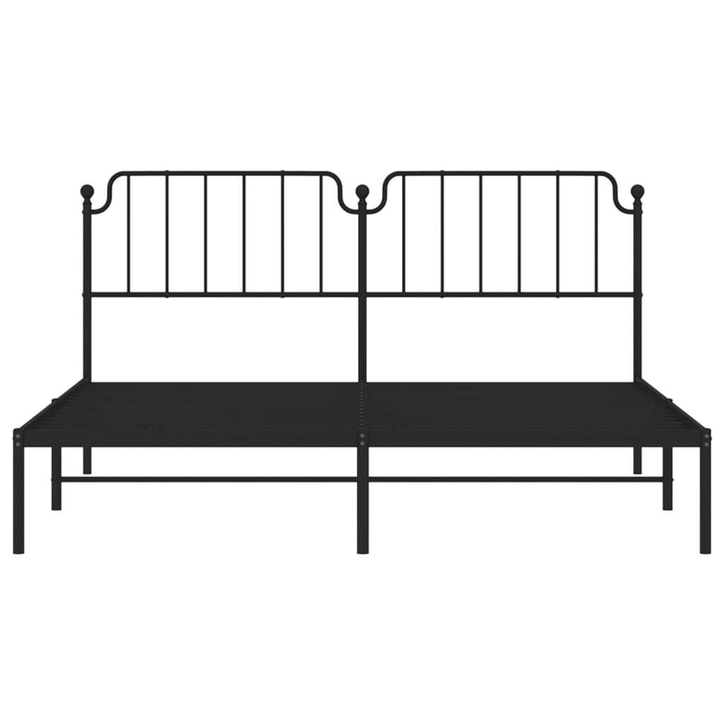 Metal Bed Frame without Mattress with Headboard Black 183x213cm