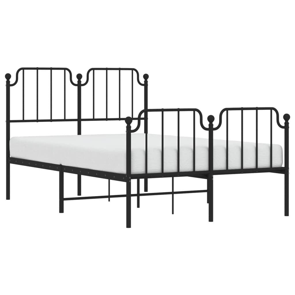 Metal Bed Frame without Mattress with Footboard?Black 120x190cm