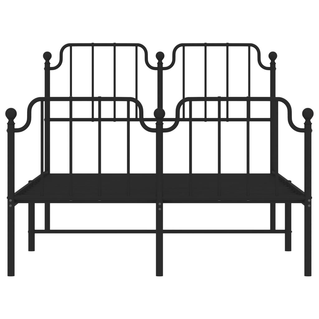 Metal Bed Frame without Mattress with Footboard?Black 120x190cm
