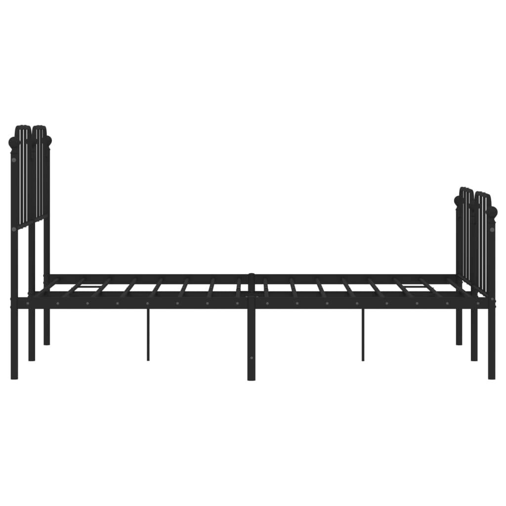 Metal Bed Frame without Mattress with Footboard?Black 120x190cm