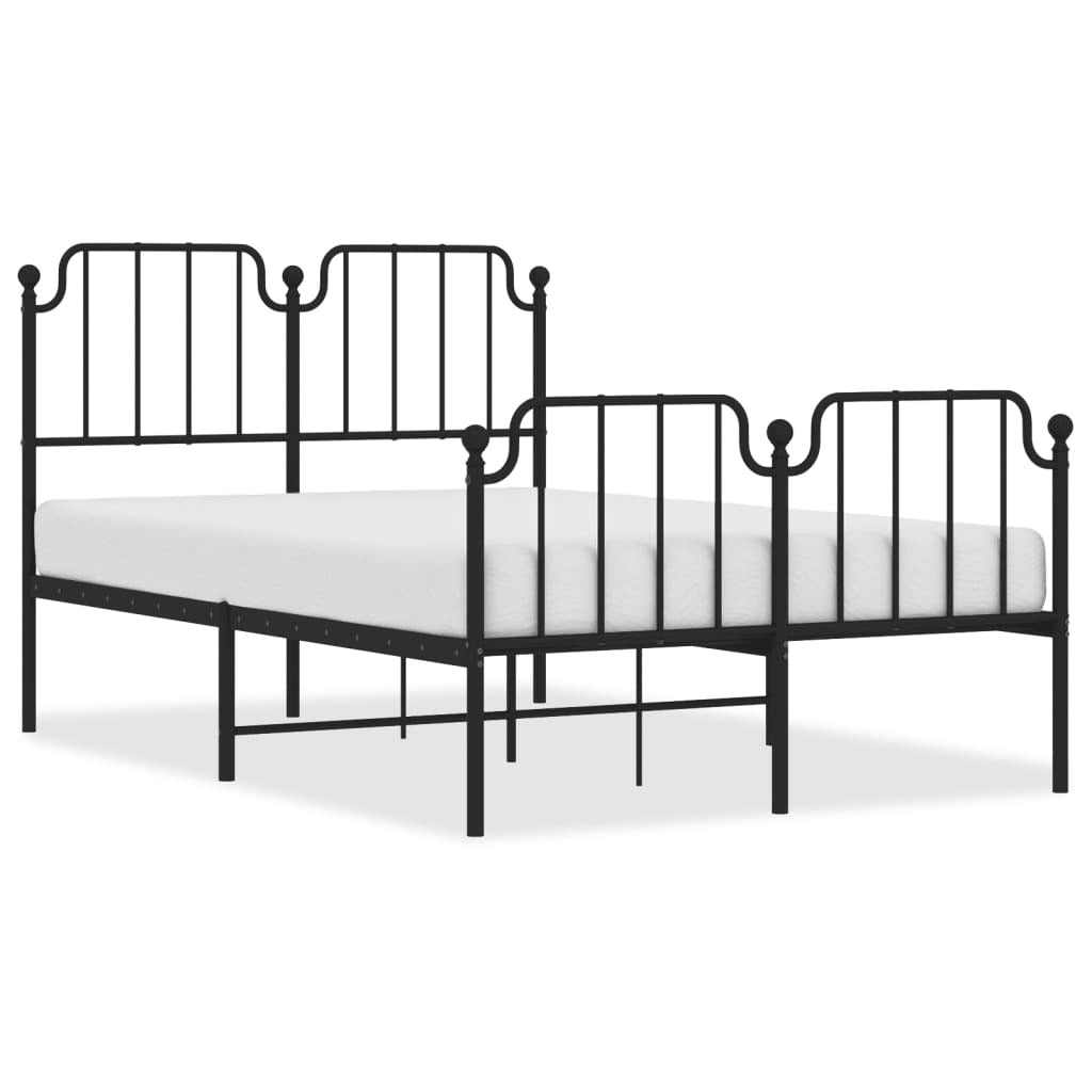 Metal Bed Frame without Mattress with Footboard?Black 120x200cm
